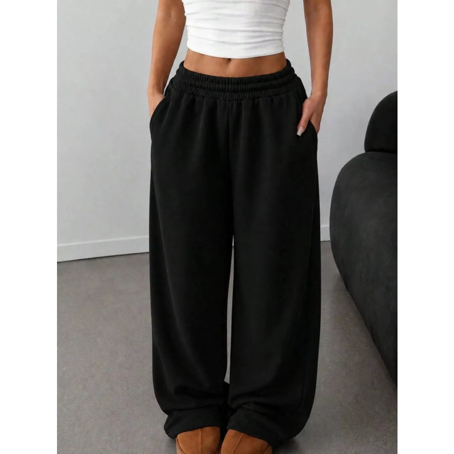 Elastic Waist Wide-Leg Sweatpants Apparel and Accessories