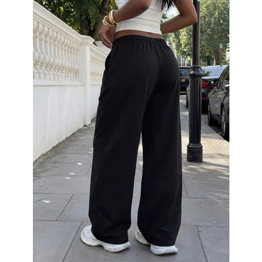 Elastic Waist Wide-Leg Sweatpants Apparel and Accessories