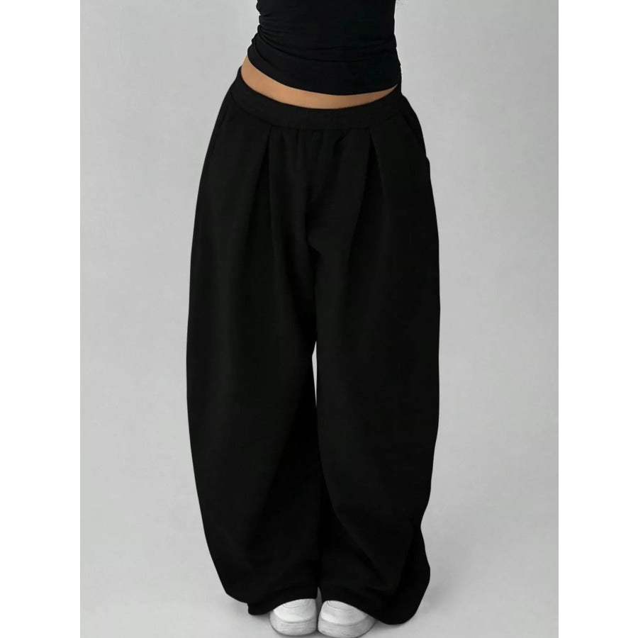 Elastic Waist Wide-Leg Sweatpants Apparel and Accessories