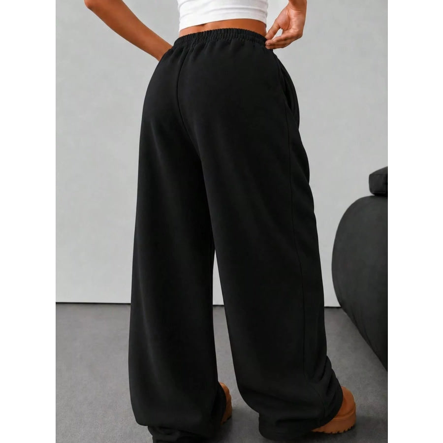 Elastic Waist Wide-Leg Sweatpants Apparel and Accessories