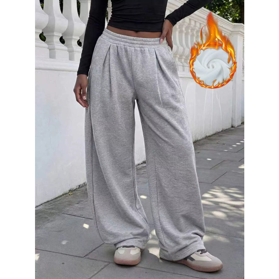 Elastic Waist Wide-Leg Sweatpants Apparel and Accessories