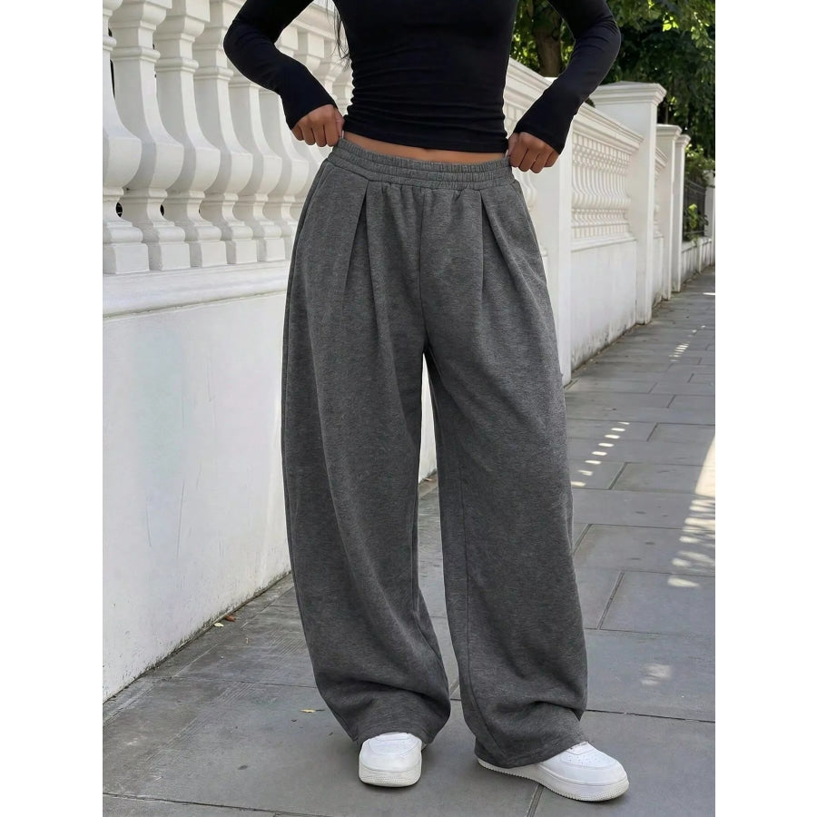 Elastic Waist Wide-Leg Sweatpants Apparel and Accessories