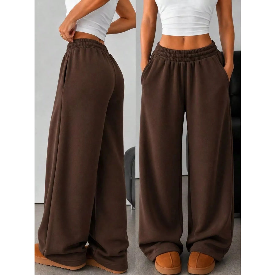 Elastic Waist Wide-Leg Sweatpants Apparel and Accessories