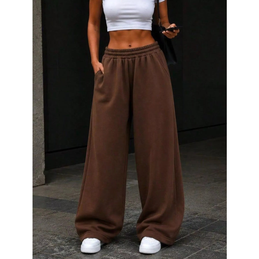 Elastic Waist Wide-Leg Sweatpants Apparel and Accessories