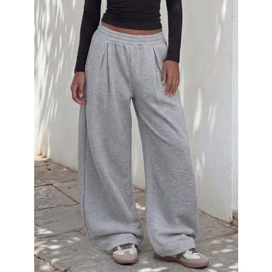 Elastic Waist Wide-Leg Sweatpants Apparel and Accessories