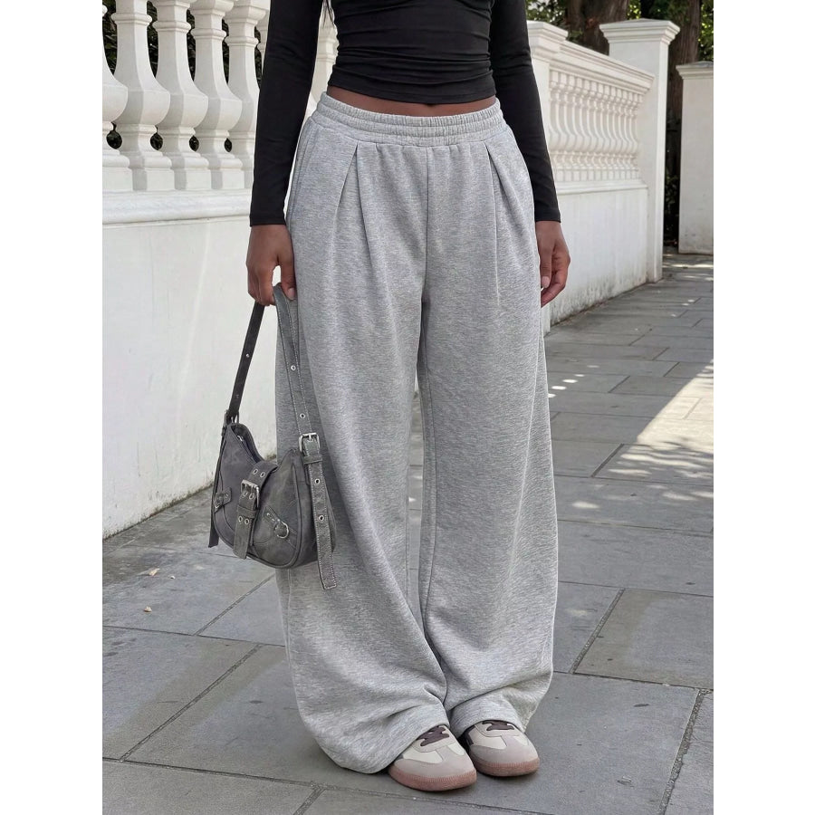 Elastic Waist Wide-Leg Sweatpants Apparel and Accessories