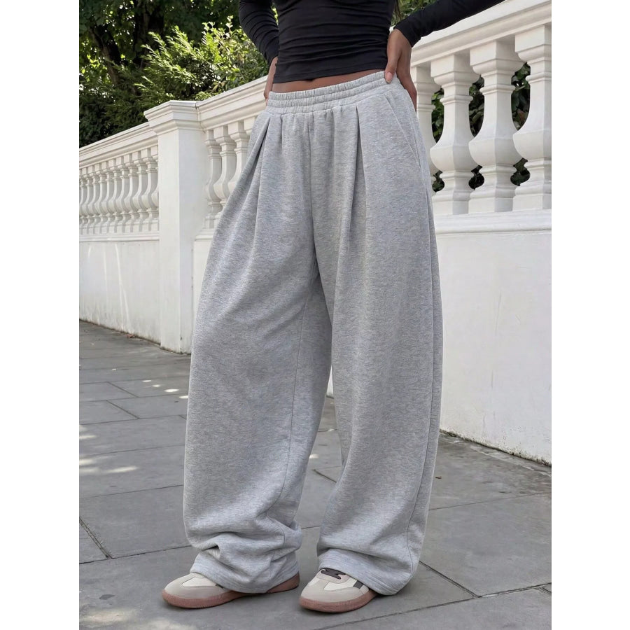 Elastic Waist Wide-Leg Sweatpants Apparel and Accessories