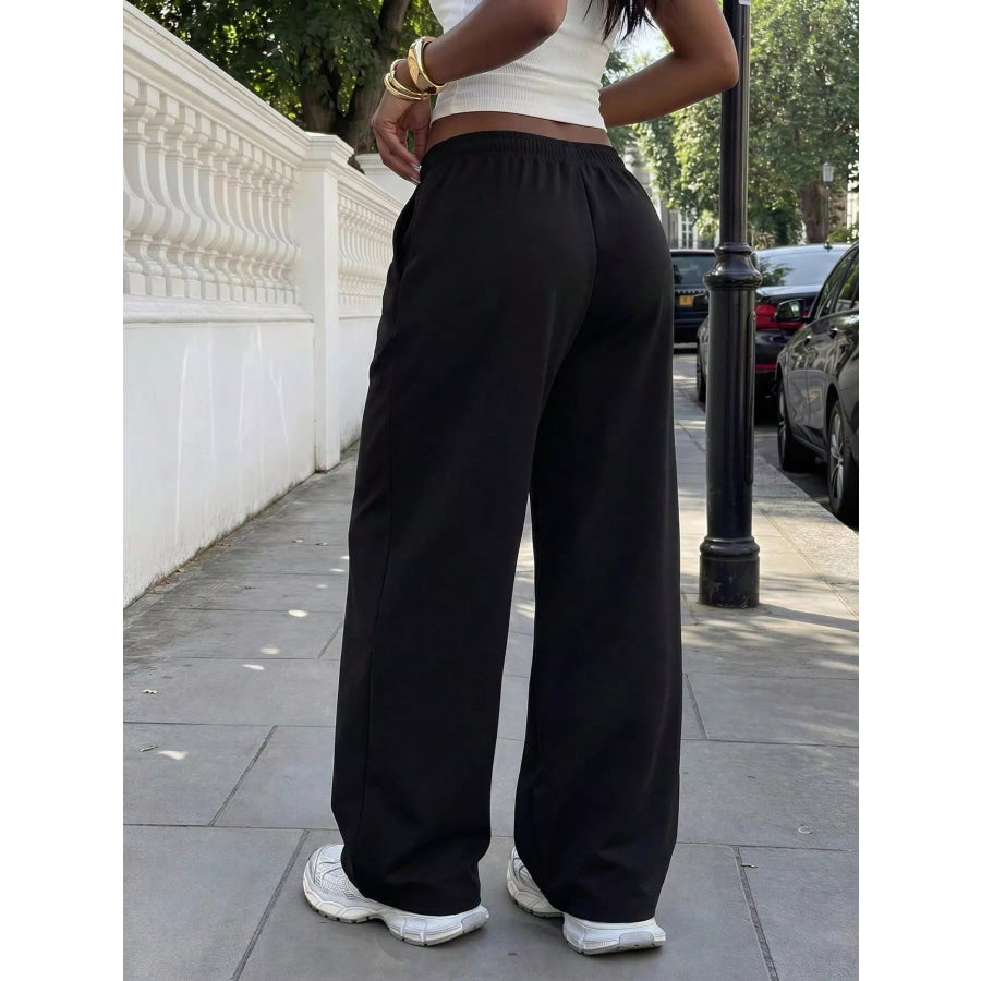 Elastic Waist Wide-Leg Sweatpants Apparel and Accessories