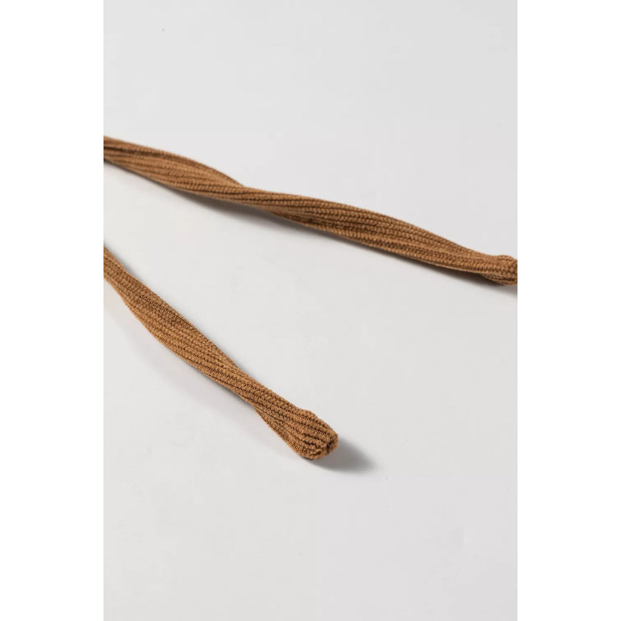 Elastic Waist Wooden Button Placket Ankle Length Wide Leg Pants Apparel and Accessories