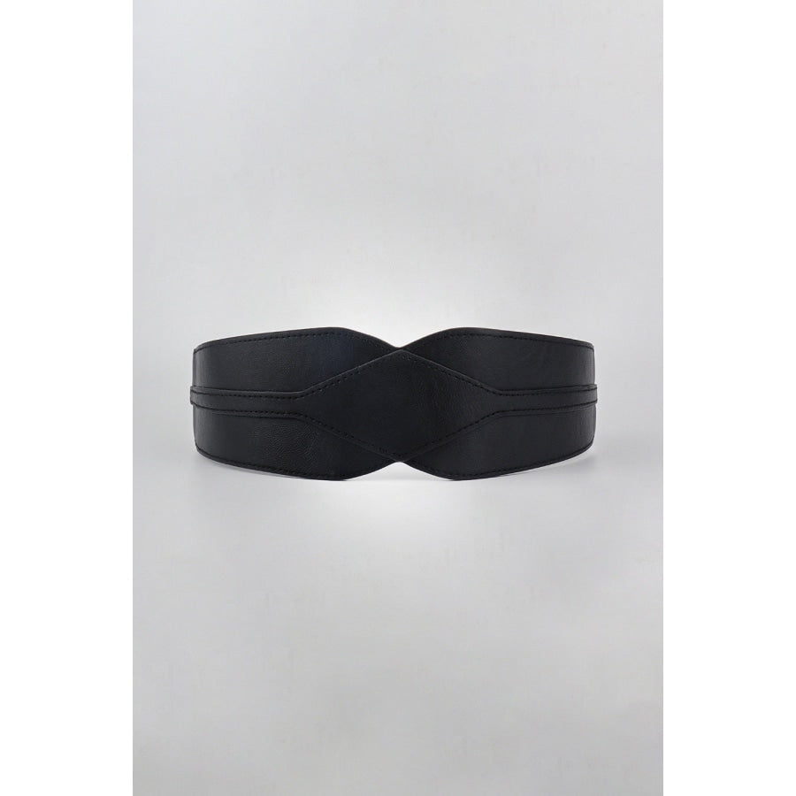 Elastic Wide PU Belt Black / One Size