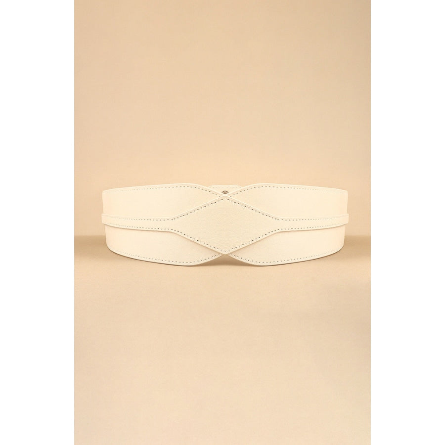 Elastic Wide PU Belt Ivory / One Size