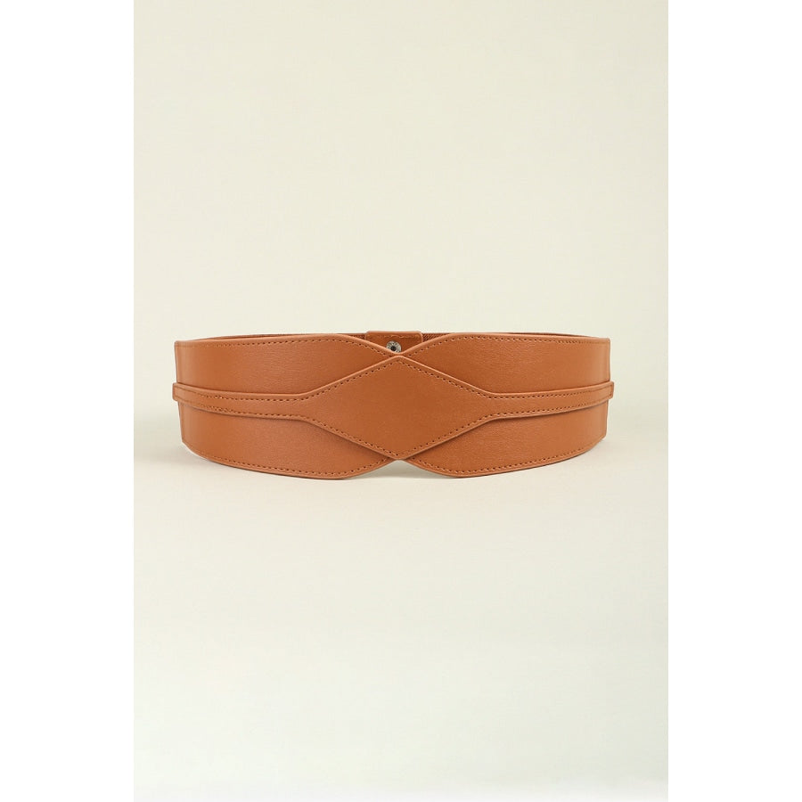 Elastic Wide PU Belt Ochre / One Size