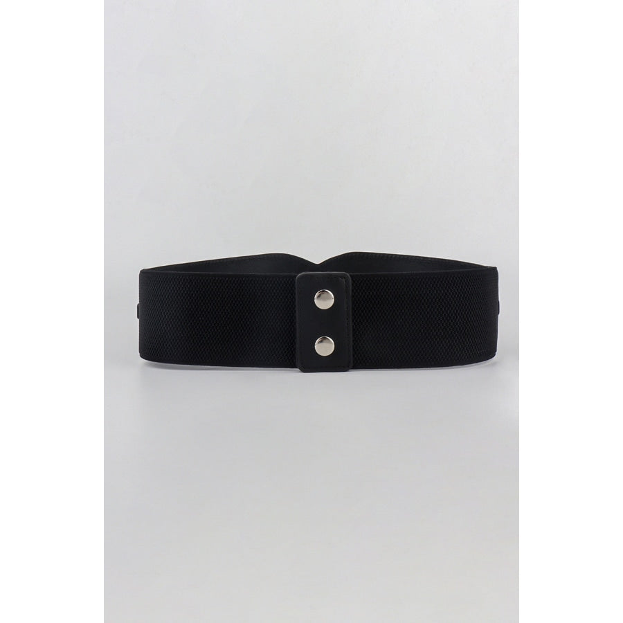 Elastic Wide PU Belt Black / One Size