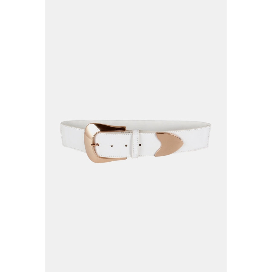 Elastic Wide PU Belt White / One Size