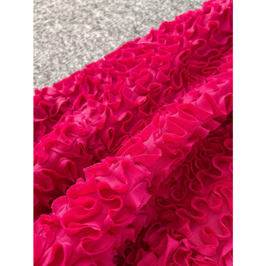 Elegant 3D Lace Trim High‑Waist A‑Line Midi Skirt Apparel and Accessories