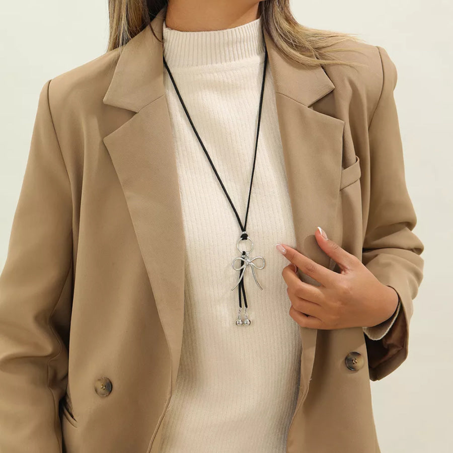 Elegant Bow Pendant Necklace Silver / onesize Apparel and Accessories