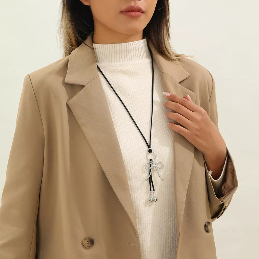 Elegant Bow Pendant Necklace Silver / onesize Apparel and Accessories