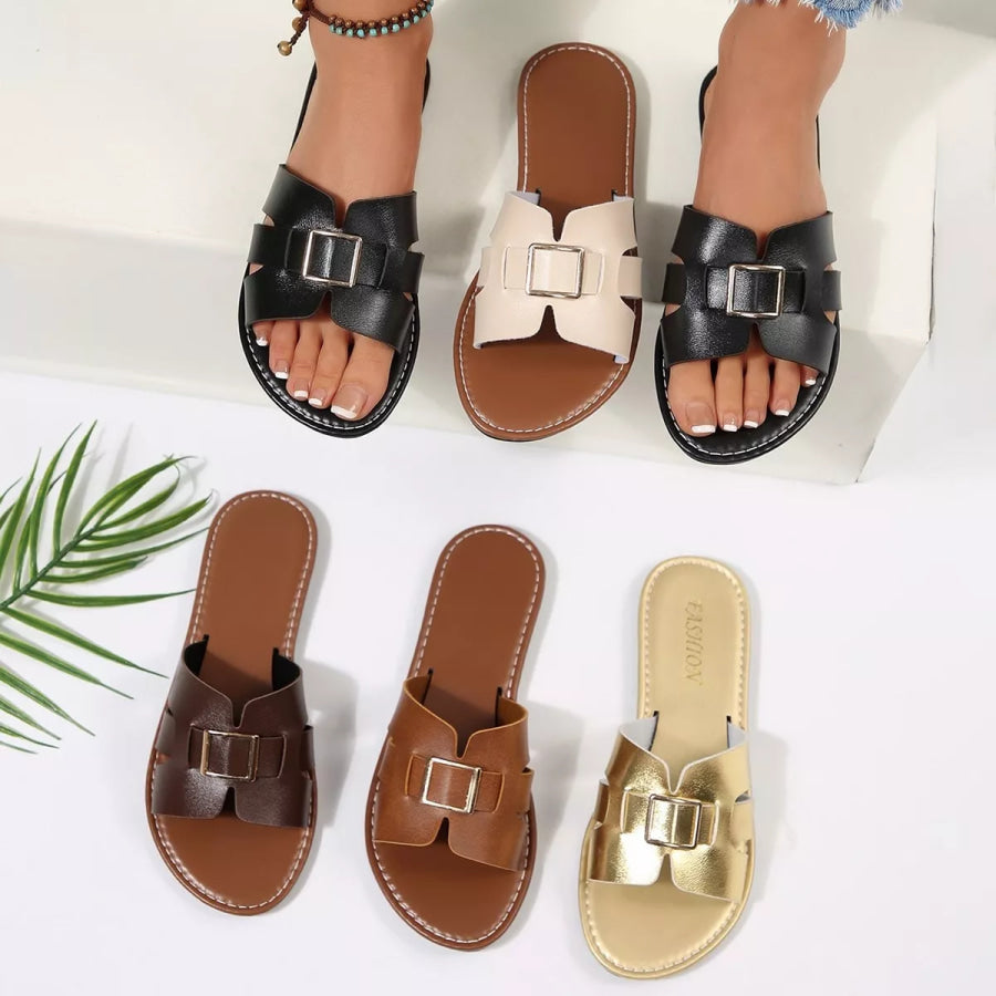 Elegant Buckle Slide Sandals Apparel and Accessories