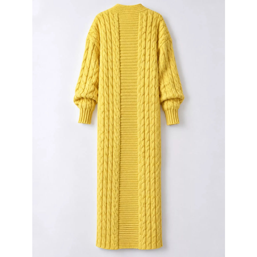 Elegant Cable-Knit Longline Open-Front Cardigan Apparel and Accessories