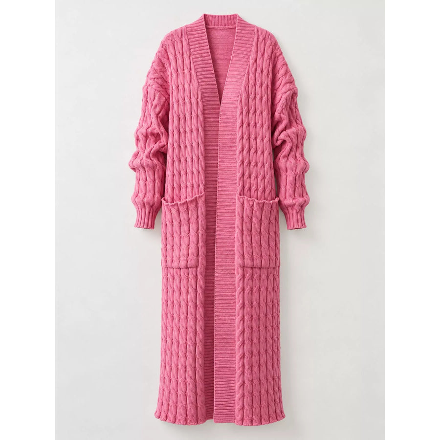 Elegant Cable-Knit Longline Open-Front Cardigan Apparel and Accessories