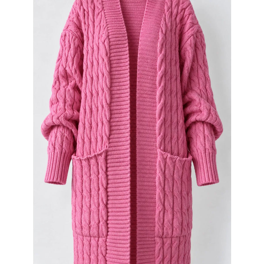 Elegant Cable-Knit Longline Open-Front Cardigan Apparel and Accessories