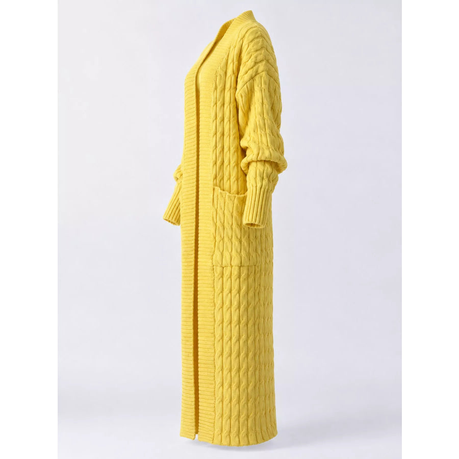 Elegant Cable-Knit Longline Open-Front Cardigan Apparel and Accessories