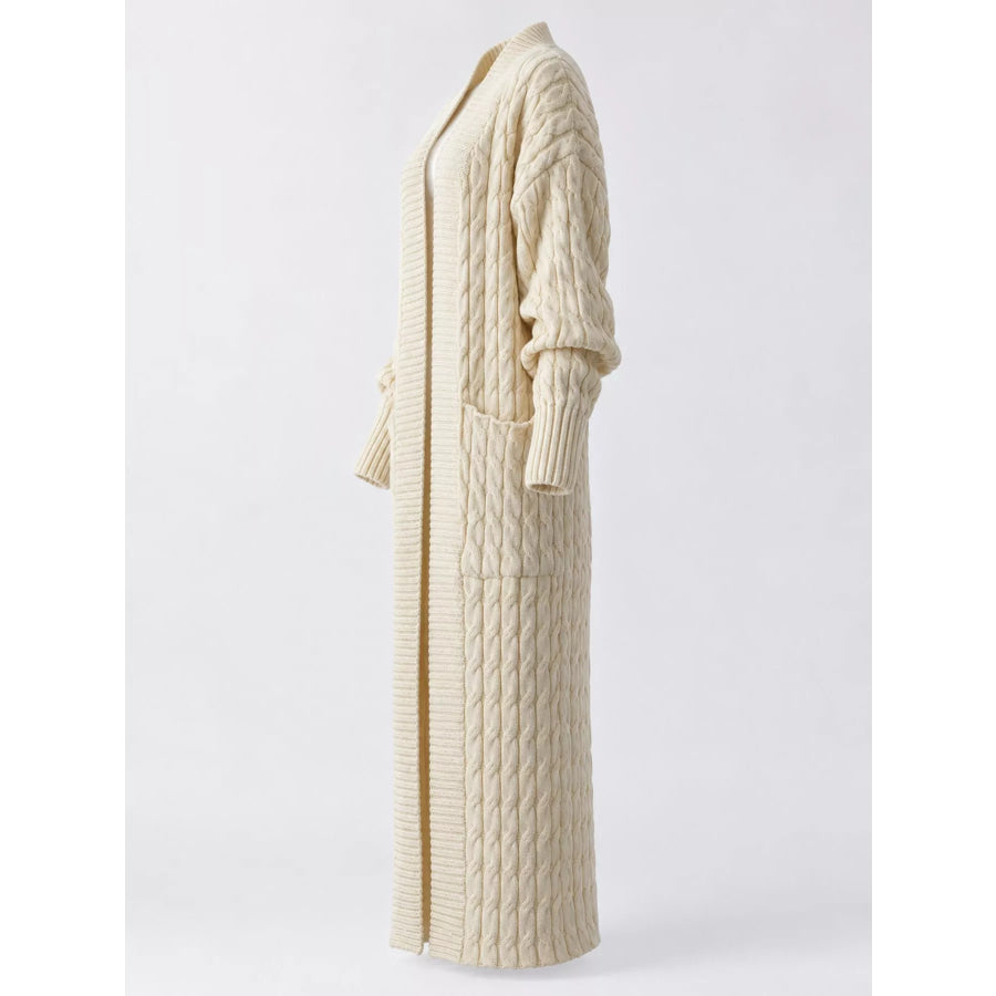 Elegant Cable-Knit Longline Open-Front Cardigan Apparel and Accessories