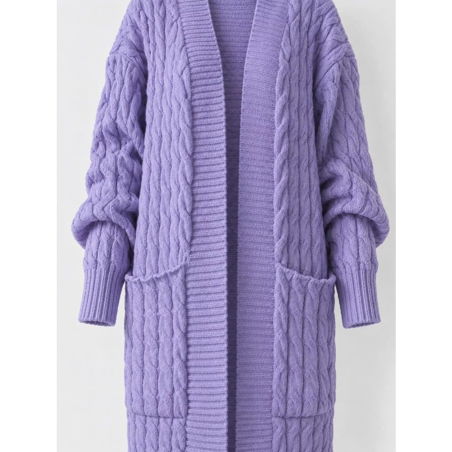 Elegant Cable-Knit Longline Open-Front Cardigan Apparel and Accessories