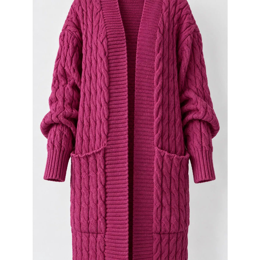 Elegant Cable-Knit Longline Open-Front Cardigan Apparel and Accessories