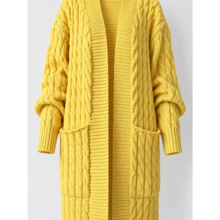 Elegant Cable-Knit Longline Open-Front Cardigan Apparel and Accessories