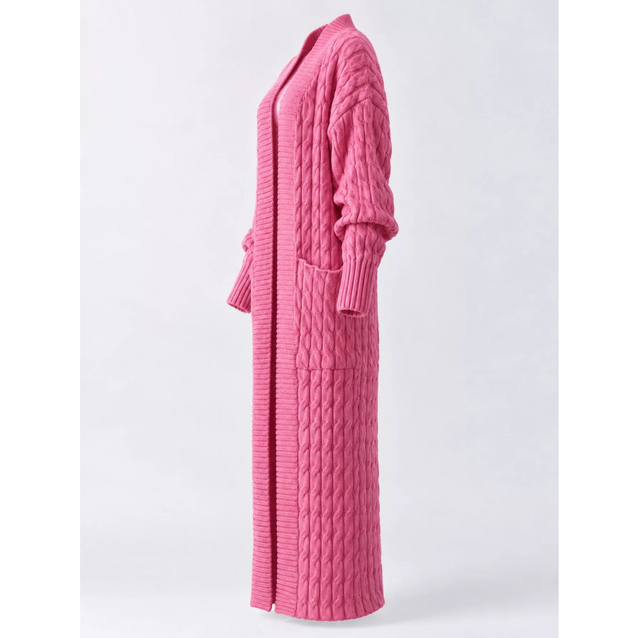 Elegant Cable-Knit Longline Open-Front Cardigan Apparel and Accessories