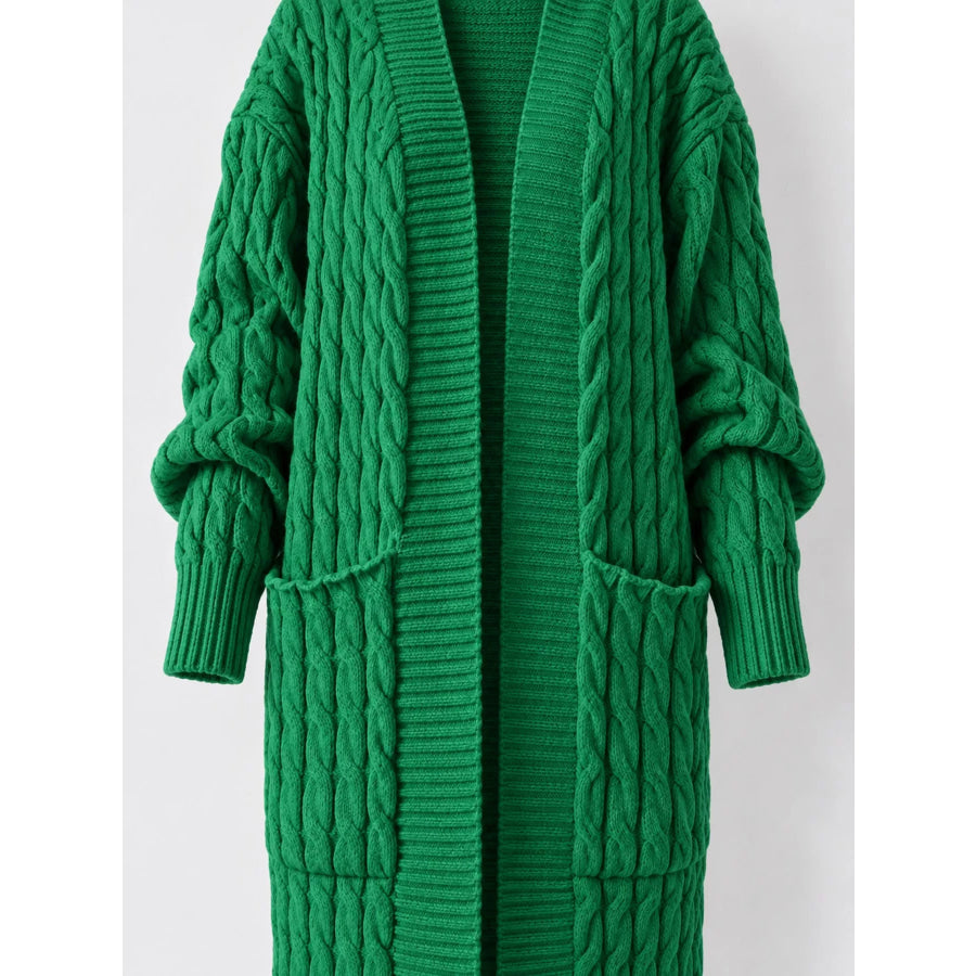 Elegant Cable-Knit Longline Open-Front Cardigan Apparel and Accessories