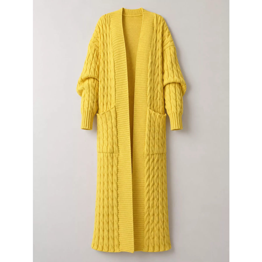 Elegant Cable-Knit Longline Open-Front Cardigan Apparel and Accessories