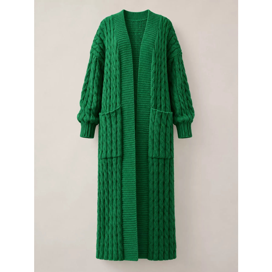 Elegant Cable-Knit Longline Open-Front Cardigan Apparel and Accessories