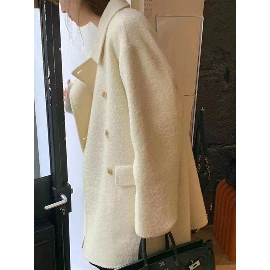 Elegant Double-Breasted Wool-Blend Outerwear Apparel and Accessories