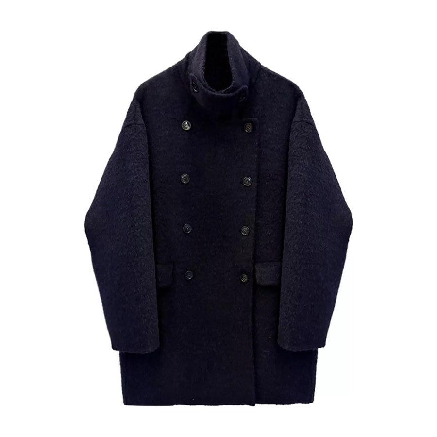 Elegant Double-Breasted Wool-Blend Outerwear Apparel and Accessories
