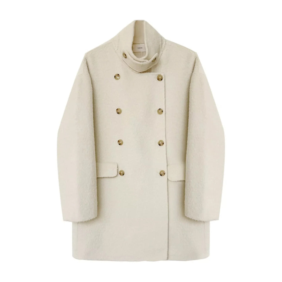 Elegant Double-Breasted Wool-Blend Outerwear Apparel and Accessories