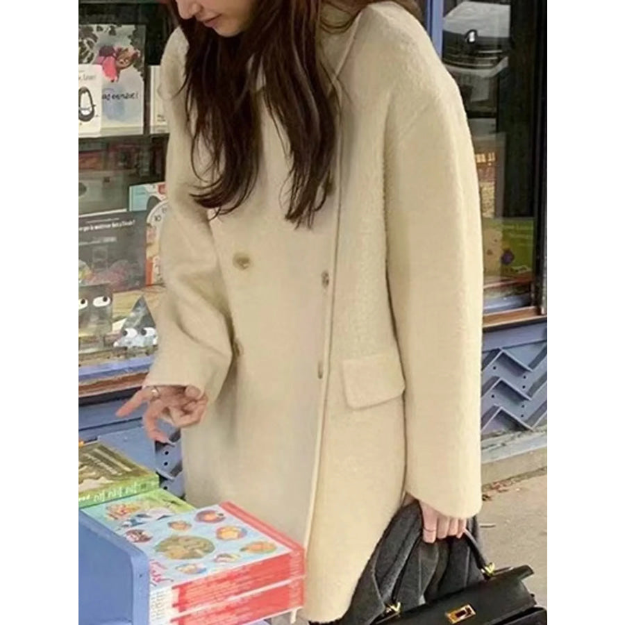 Elegant Double-Breasted Wool-Blend Outerwear Apparel and Accessories