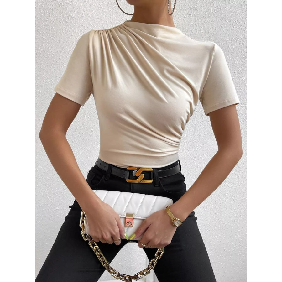Elegant Draped Short Sleeve Top Apparel and Accessories