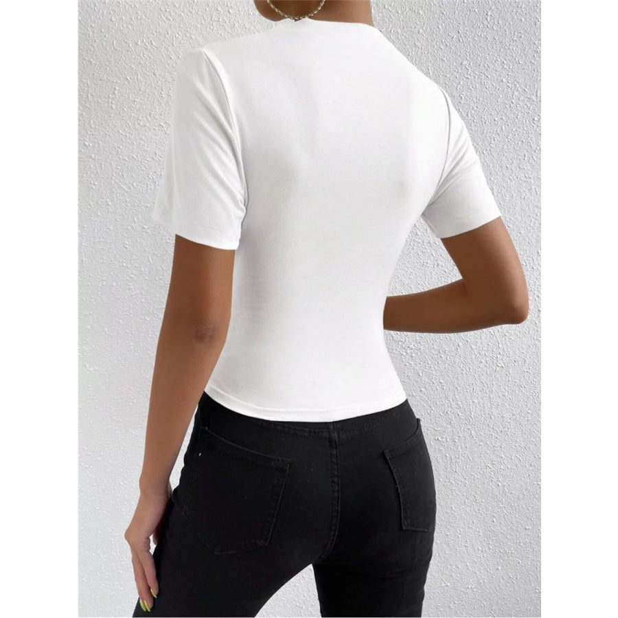 Elegant Draped Short Sleeve Top Apparel and Accessories