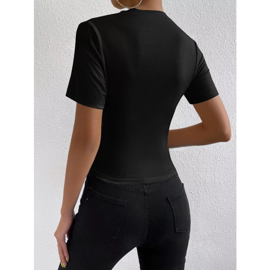 Elegant Draped Short Sleeve Top Apparel and Accessories