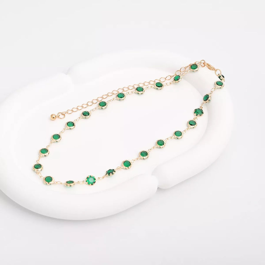 Elegant Emerald Rhinestone Choker Necklace Dark Green / onesize Apparel and Accessories