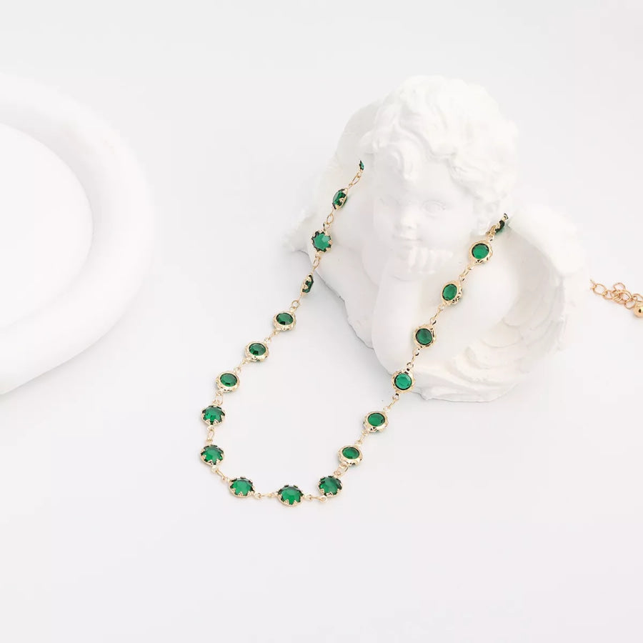 Elegant Emerald Rhinestone Choker Necklace Dark Green / onesize Apparel and Accessories
