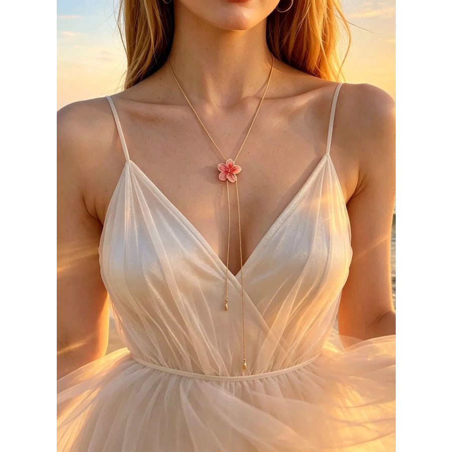 Elegant Floral Y-Shaped Lariat Necklace Gold / onesize Apparel and Accessories