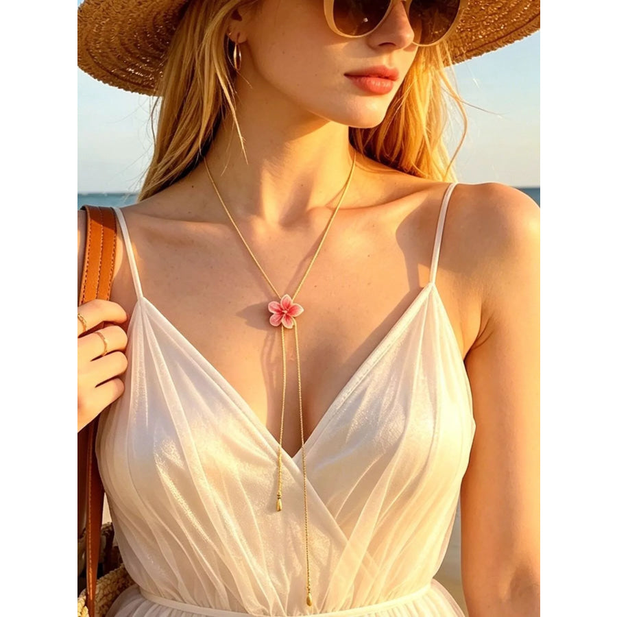 Elegant Floral Y-Shaped Lariat Necklace Gold / onesize Apparel and Accessories