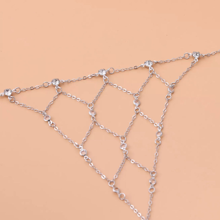 Elegant Gold Chain Hand Bracelet with Rhinestone Accents Apparel and Accessories