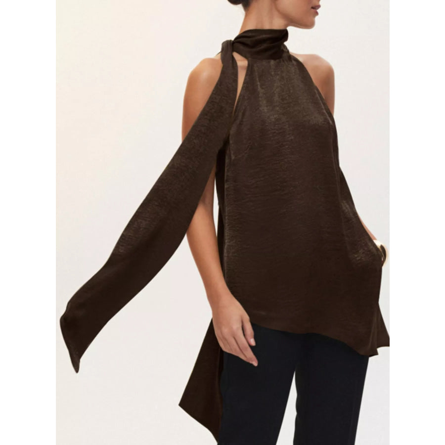 Elegant Halter Neck Asymmetrical Sleeveless Top Apparel and Accessories