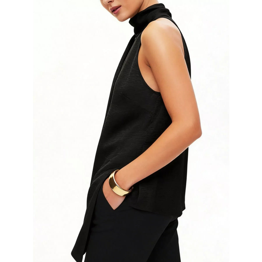 Elegant Halter Neck Asymmetrical Sleeveless Top Apparel and Accessories