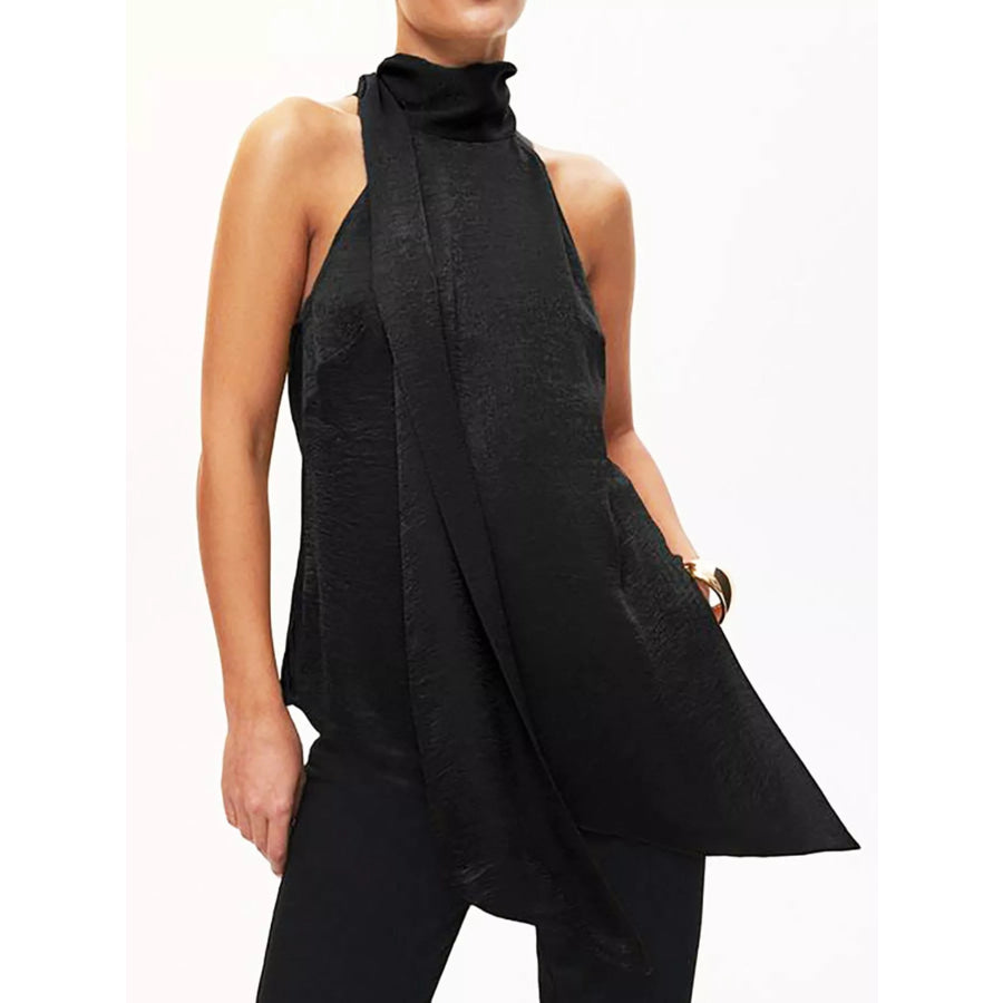 Elegant Halter Neck Asymmetrical Sleeveless Top Apparel and Accessories