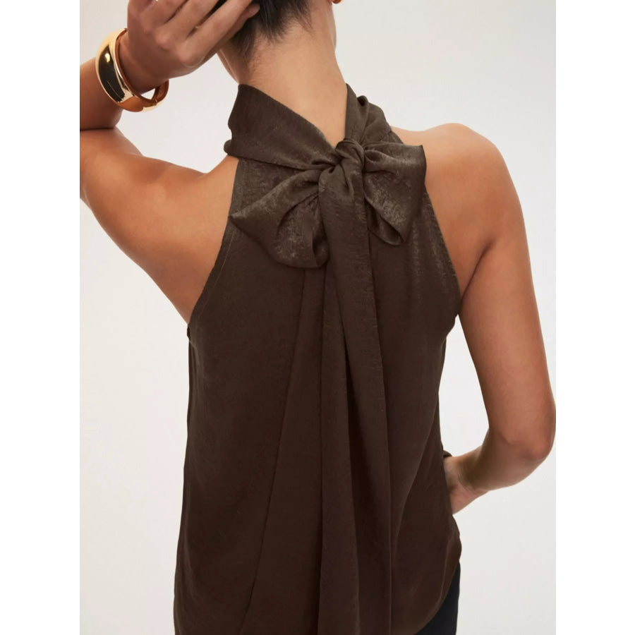 Elegant Halter Neck Asymmetrical Sleeveless Top Apparel and Accessories